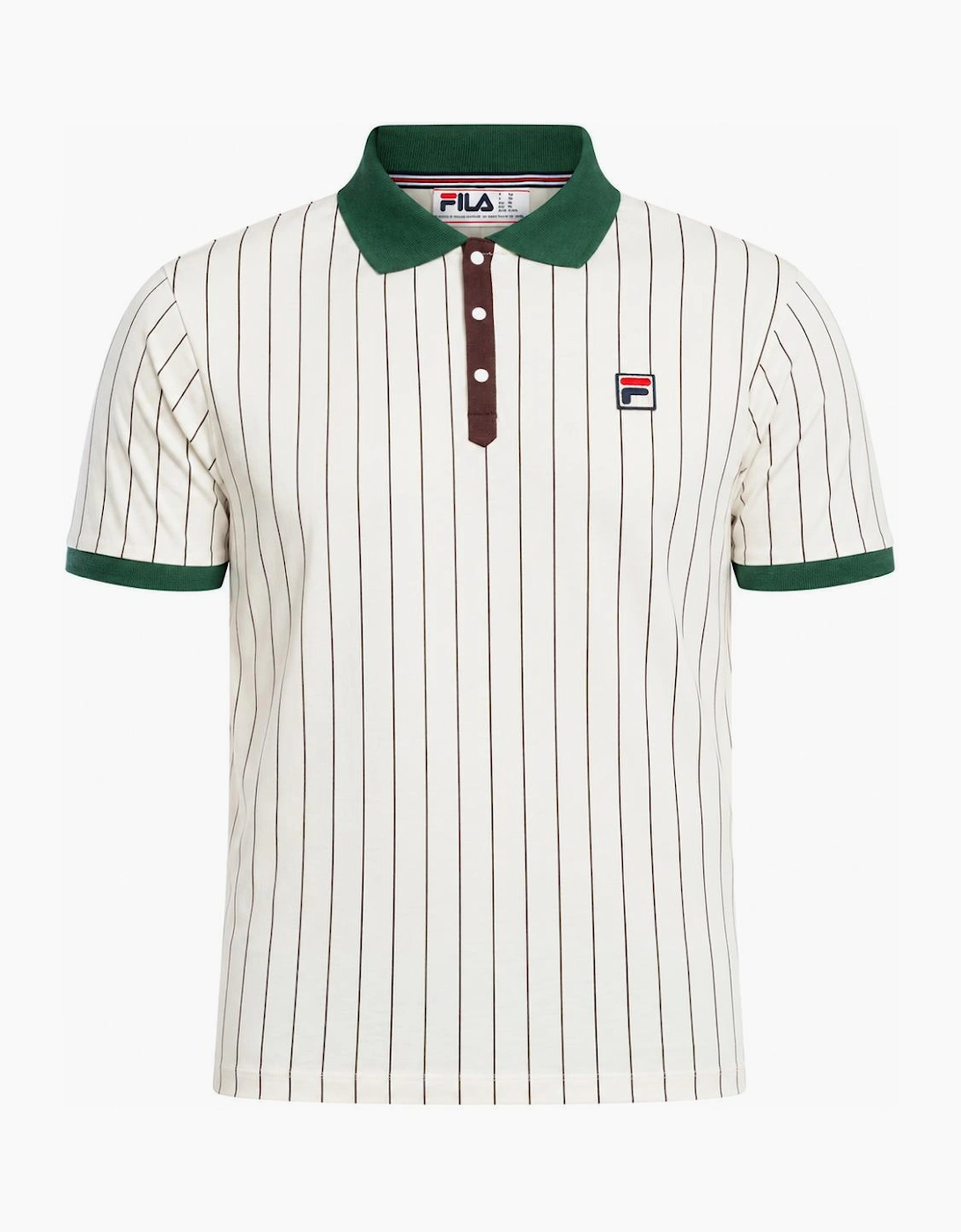 Fila BB1 Classic Striped Polo Shirt Gardenia/Pine Needle/Fudge