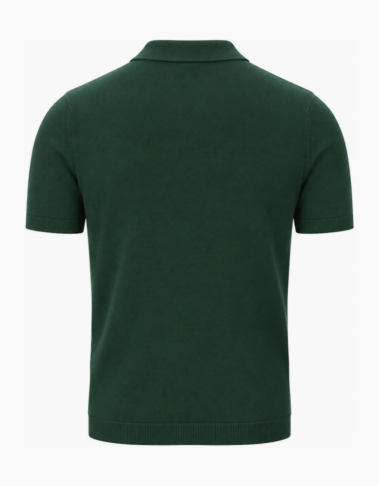 Fila Lazar Knitted Colour Block Zip Polo Shirt Pine Needle/Black/Gardenia
