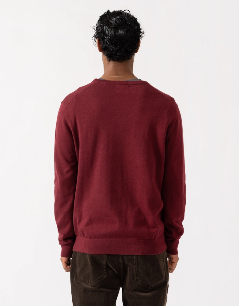 GANT Mens Classic Cotton Shield Logo V-Neck Jumper - 676 Deep Grape Wine