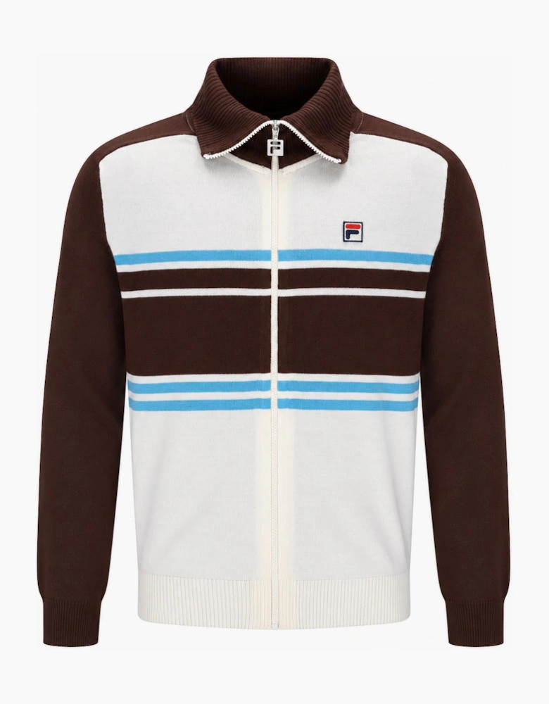 Fila Lena Full Zip Knit Jumper Gardenia/Fudge/Azure Blue