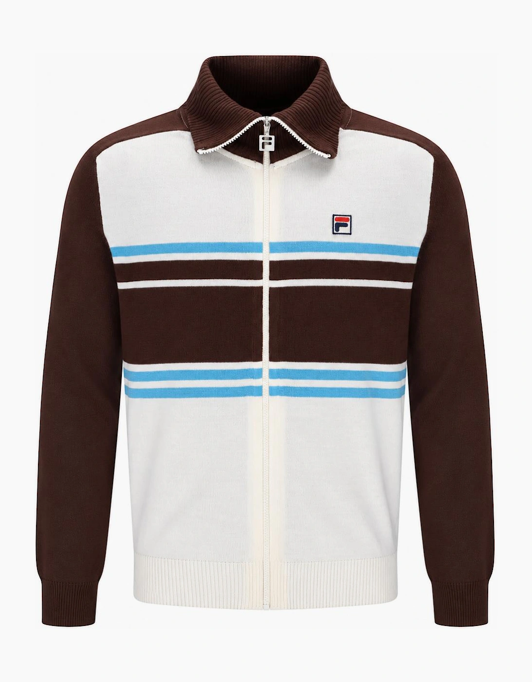 Fila Lena Full Zip Knit Jumper Gardenia/Fudge/Azure Blue