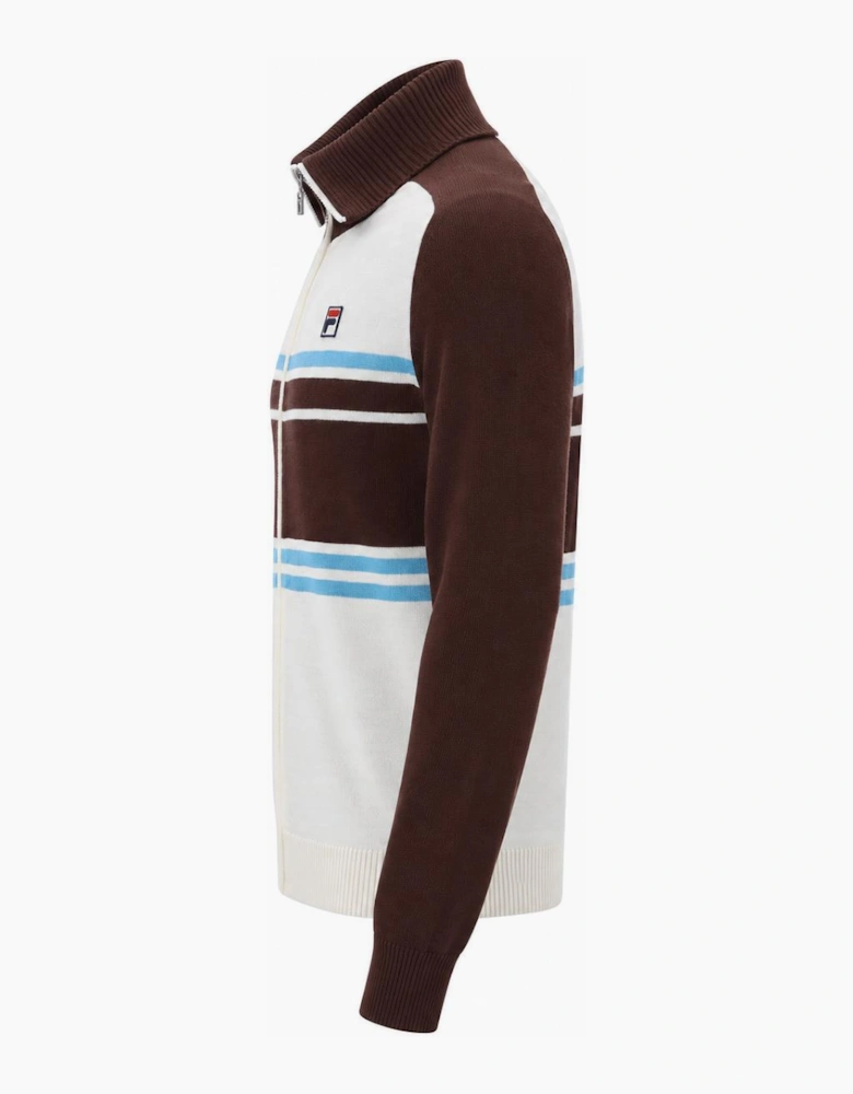 Fila Lena Full Zip Knit Jumper Gardenia/Fudge/Azure Blue