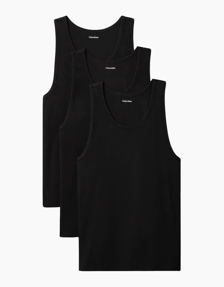 3-Pack Micro Stretch Tank Vests, All Black