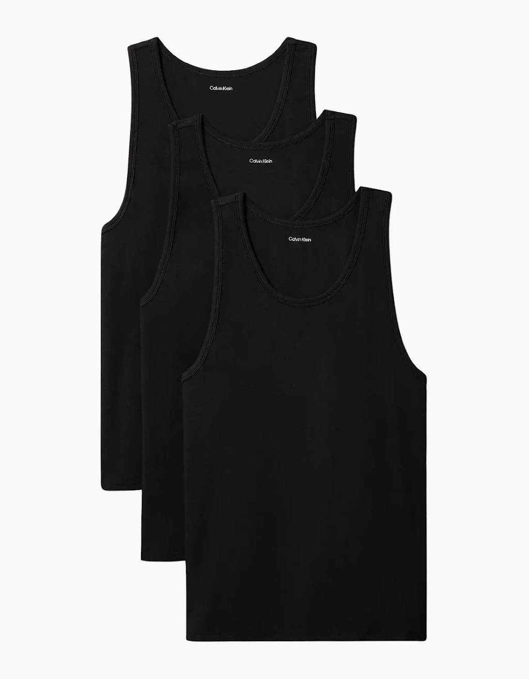 3-Pack Micro Stretch Tank Vests, All Black