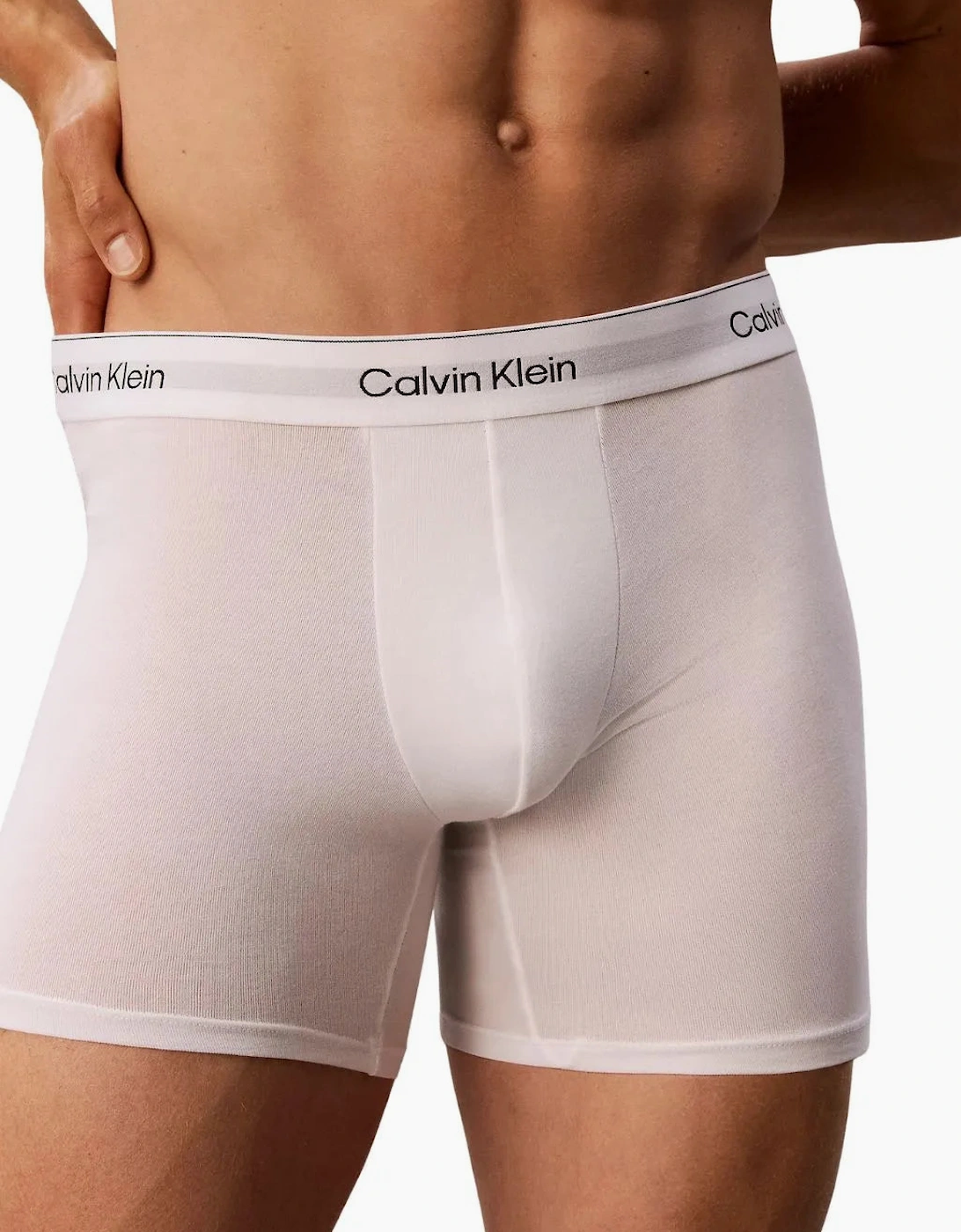 3-Pack Icon Cotton Stretch Boxer Briefs, All White