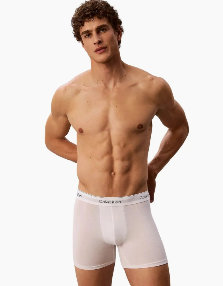 3-Pack Icon Cotton Stretch Boxer Briefs, All White