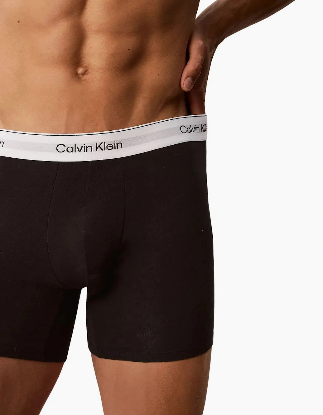 3-Pack Icon Cotton Stretch Boxer Briefs, Black/White/Grey