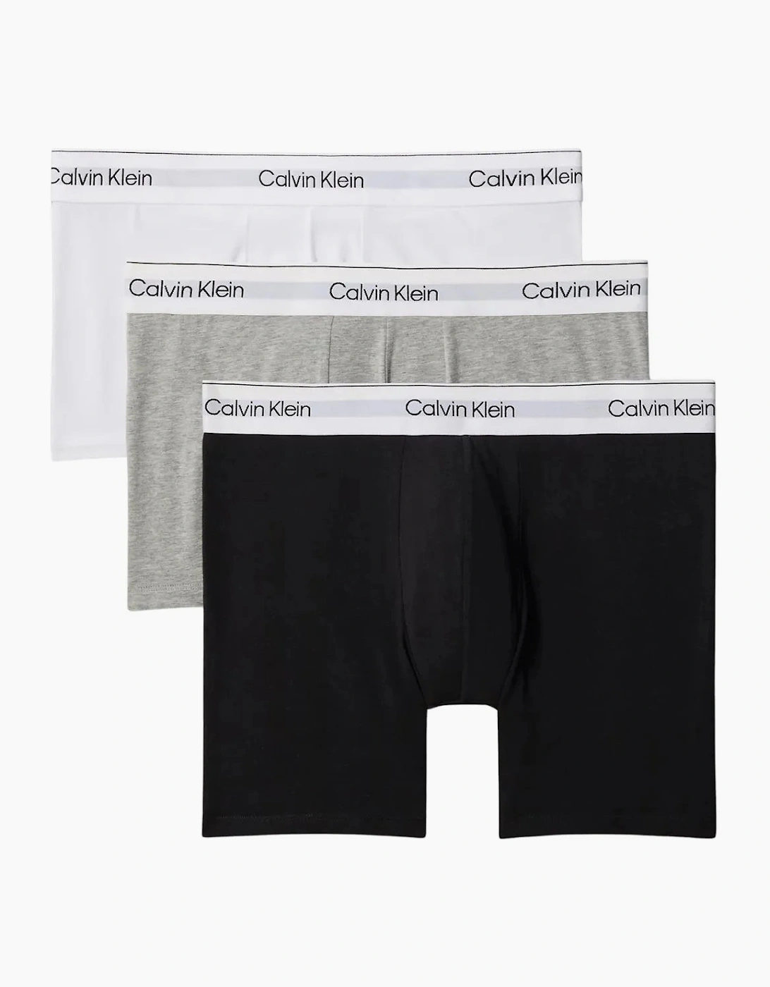 3-Pack Icon Cotton Stretch Boxer Briefs, Black/White/Grey