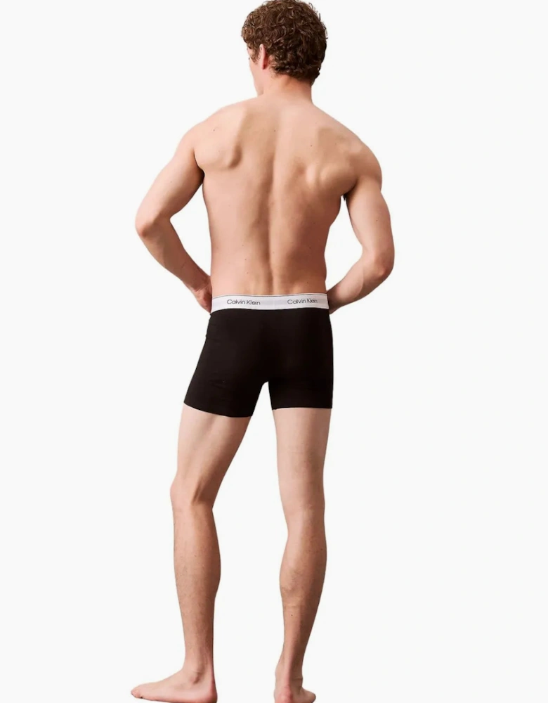 3-Pack Icon Cotton Stretch Boxer Briefs, Black/White/Grey