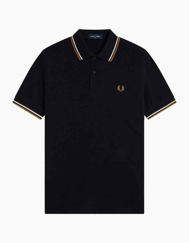 Fred Perry Twin Tipped Polo Shirt Black/Ecru/Dark Caramel