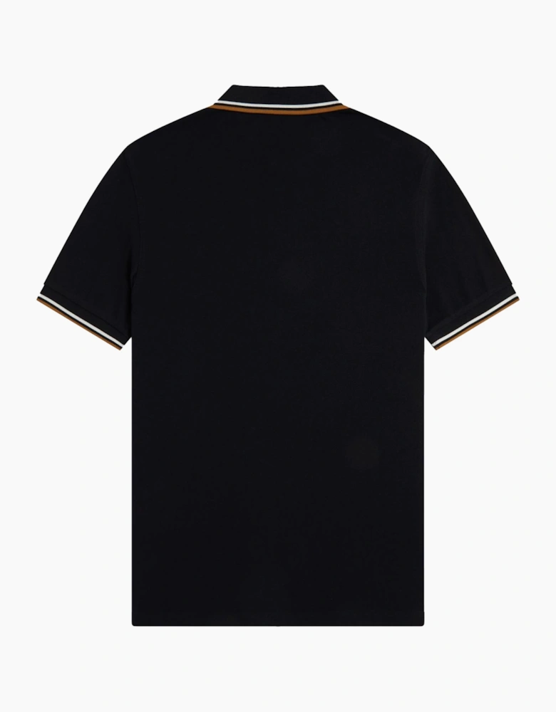 Fred Perry Twin Tipped Polo Shirt Black/Ecru/Dark Caramel