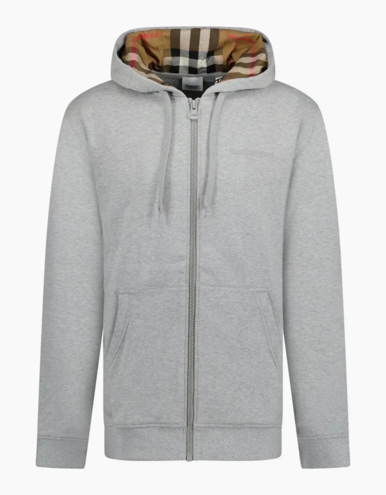BURBERRY HOVE CHECK INNER ZIP HOODIE GREY
