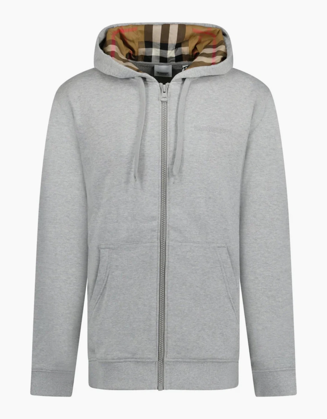 BURBERRY HOVE CHECK INNER ZIP HOODIE GREY