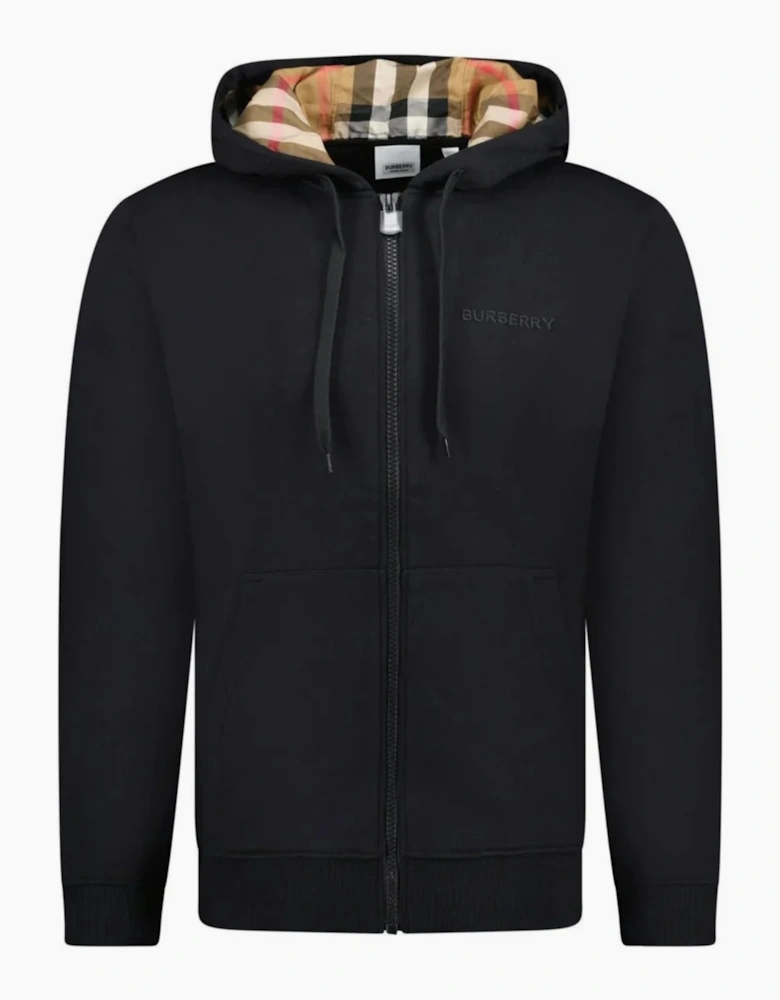 BURBERRY HOVE CHECK INNER ZIP HOODIE BLACK