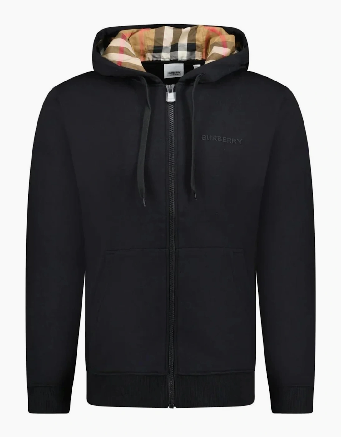 BURBERRY HOVE CHECK INNER ZIP HOODIE BLACK