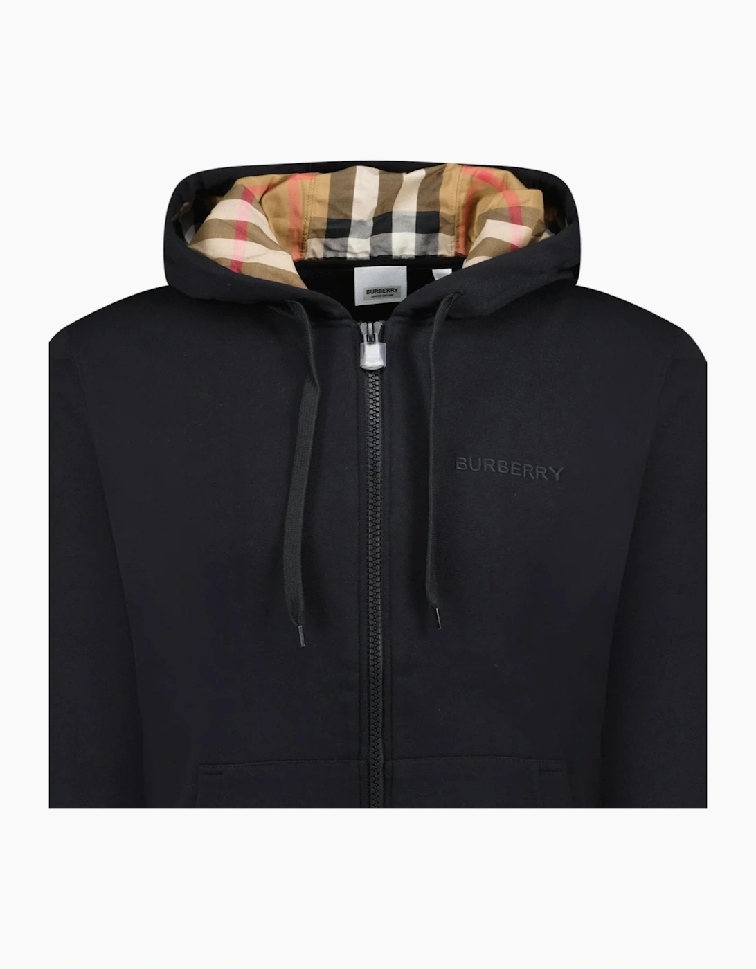 BURBERRY HOVE CHECK INNER ZIP HOODIE BLACK