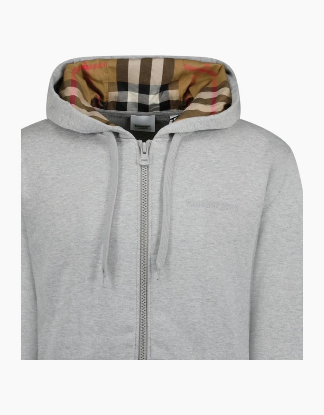 BURBERRY HOVE CHECK INNER ZIP HOODIE GREY