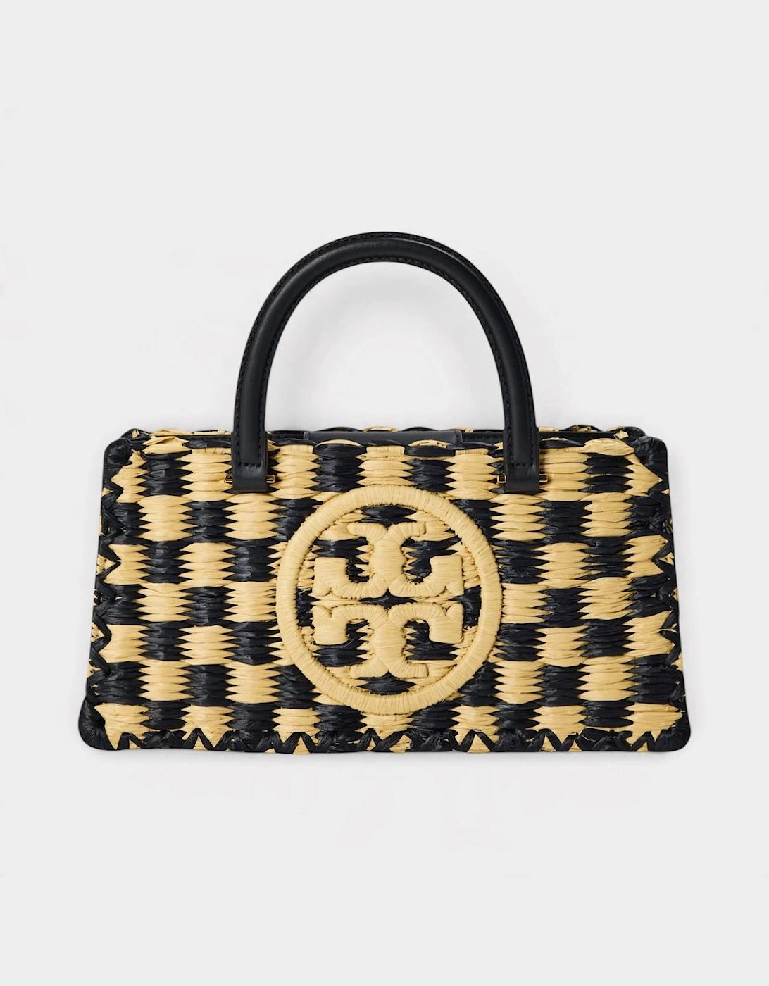 Ella Hand-Crotcheted Checkered Top Hand Bag Black Natural