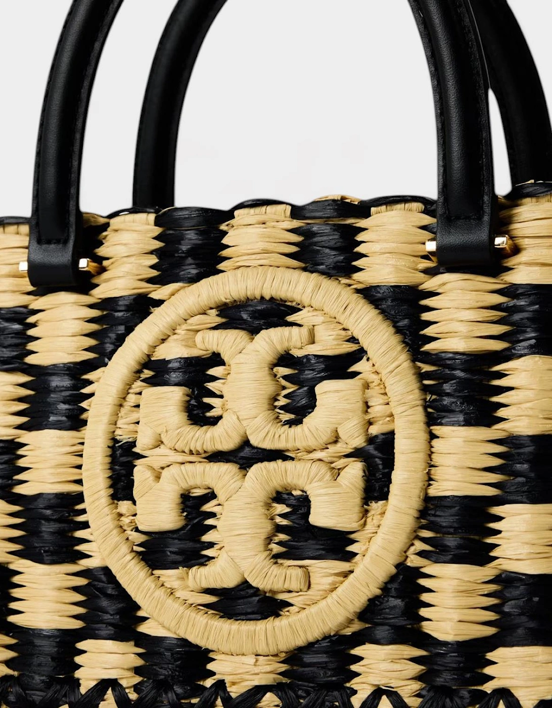 Ella Hand-Crotcheted Checkered Top Hand Bag Black Natural