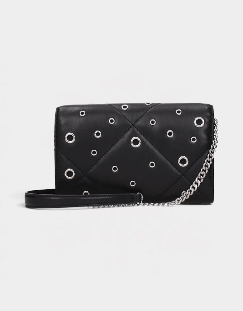 Willa Grommets Chain Wallet Black