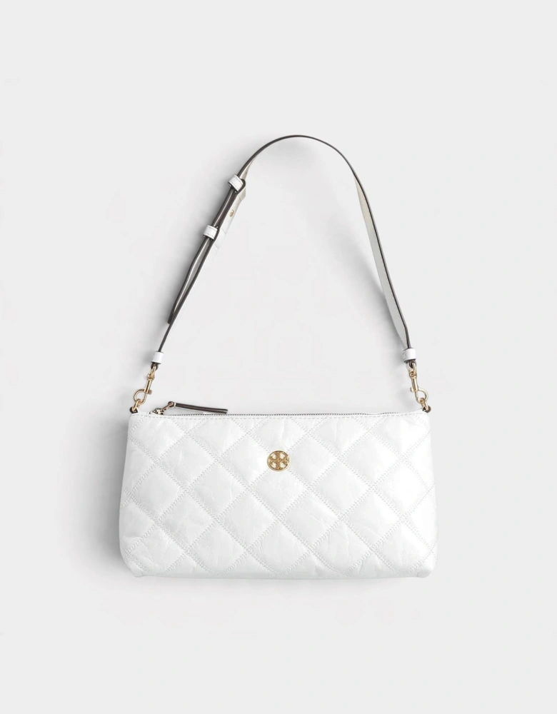 Willa Glazed Zip Leather Shoulder Bag White