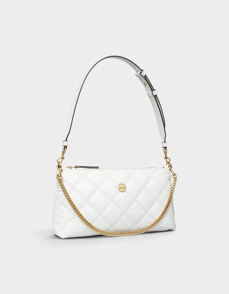 Willa Glazed Zip Leather Shoulder Bag White