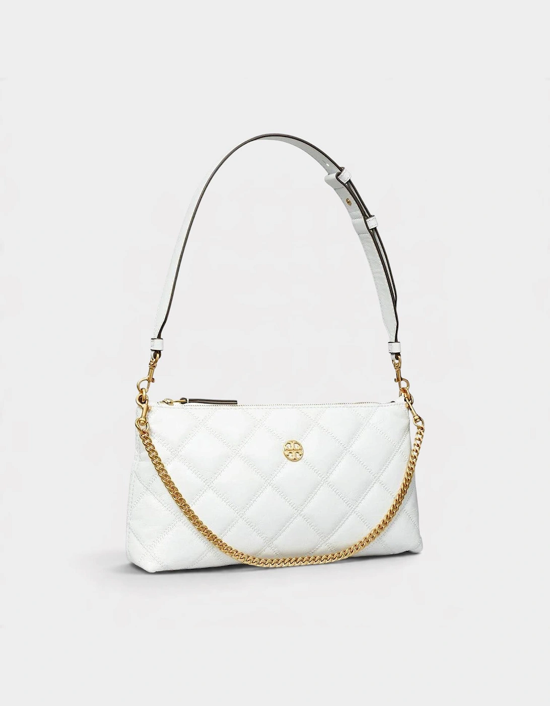 Tory Burch Women's Willa Glazed Zip Leather Shoulder Bag White
