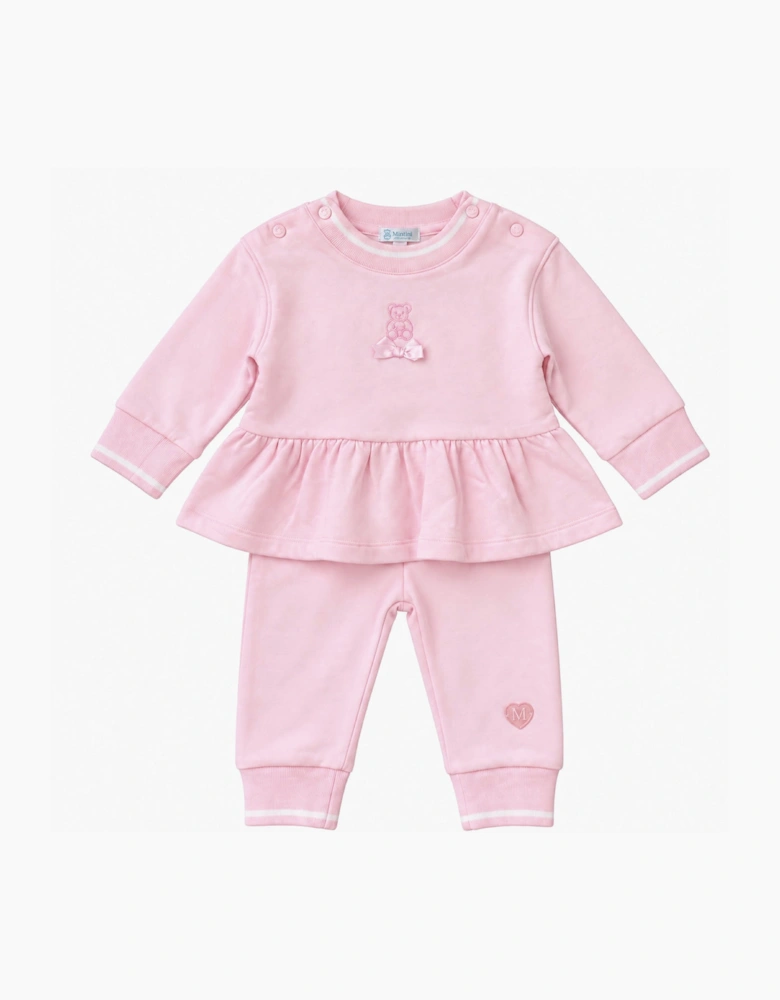 Girls Pale Pink Teddy Tracksuit