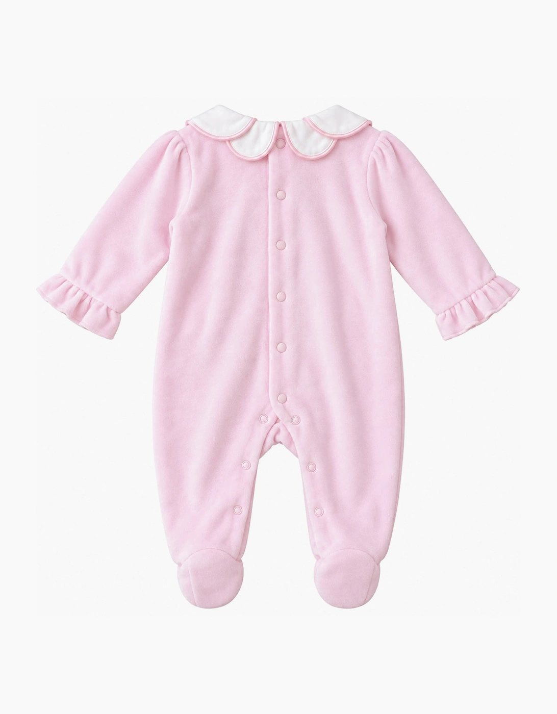 Girls Pale Pink Velour Smock Babygrow