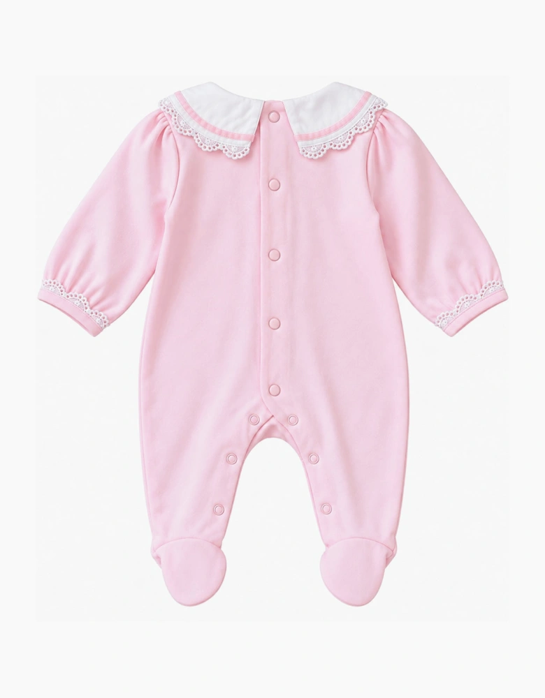 Girls Pale Pink Collared Babygrow
