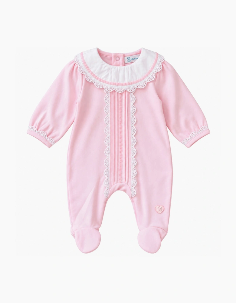 Girls Pale Pink Collared Babygrow