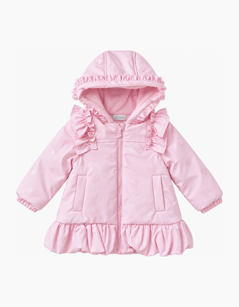 Girls Pale Pink Padded Raincoat