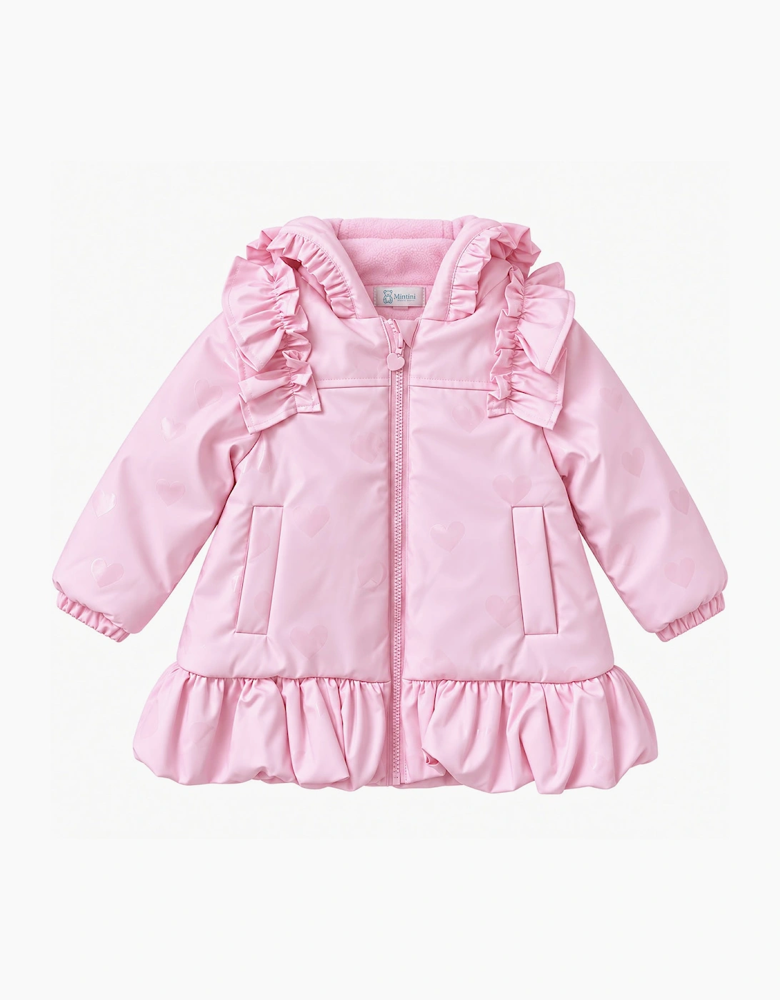Girls Pale Pink Padded Raincoat