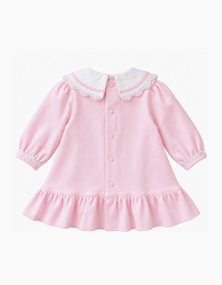 Girls Pale Pink Collared Pinafore Dress
