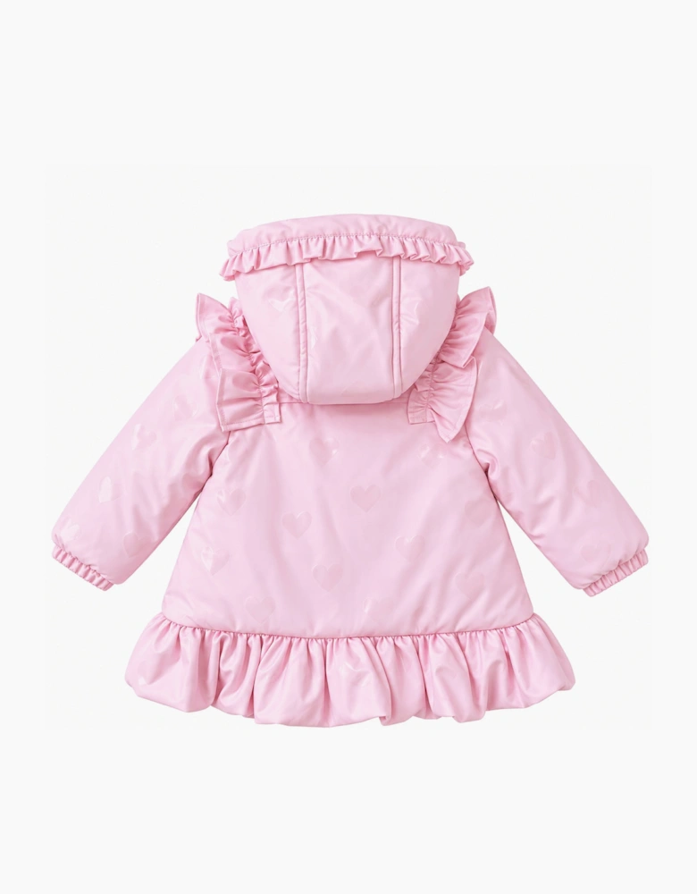Girls Pale Pink Padded Raincoat