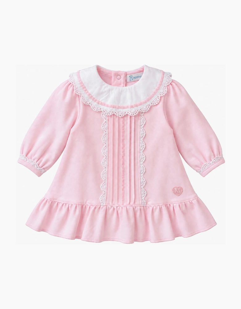 Girls Pale Pink Collared Pinafore Dress