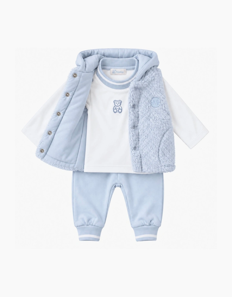 Boys Pale Blue Fleece Gilet Tracksuit