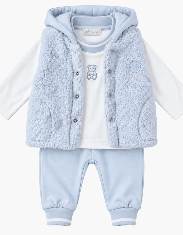 Boys Pale Blue Fleece Gilet Tracksuit