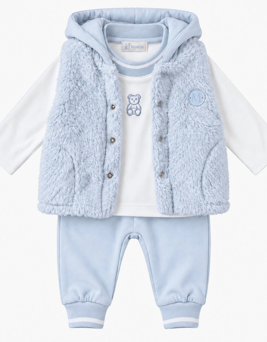 Boys Pale Blue Fleece Gilet Tracksuit
