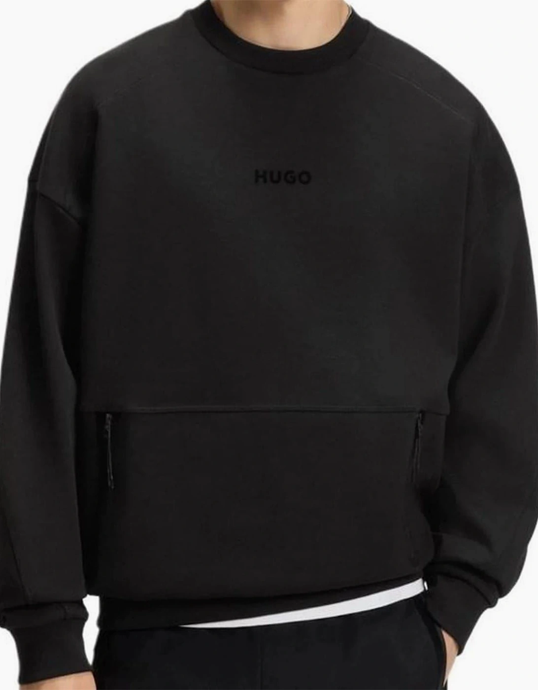 Zipped Pocket Crew Neck Long Sleeve Sweatshirt