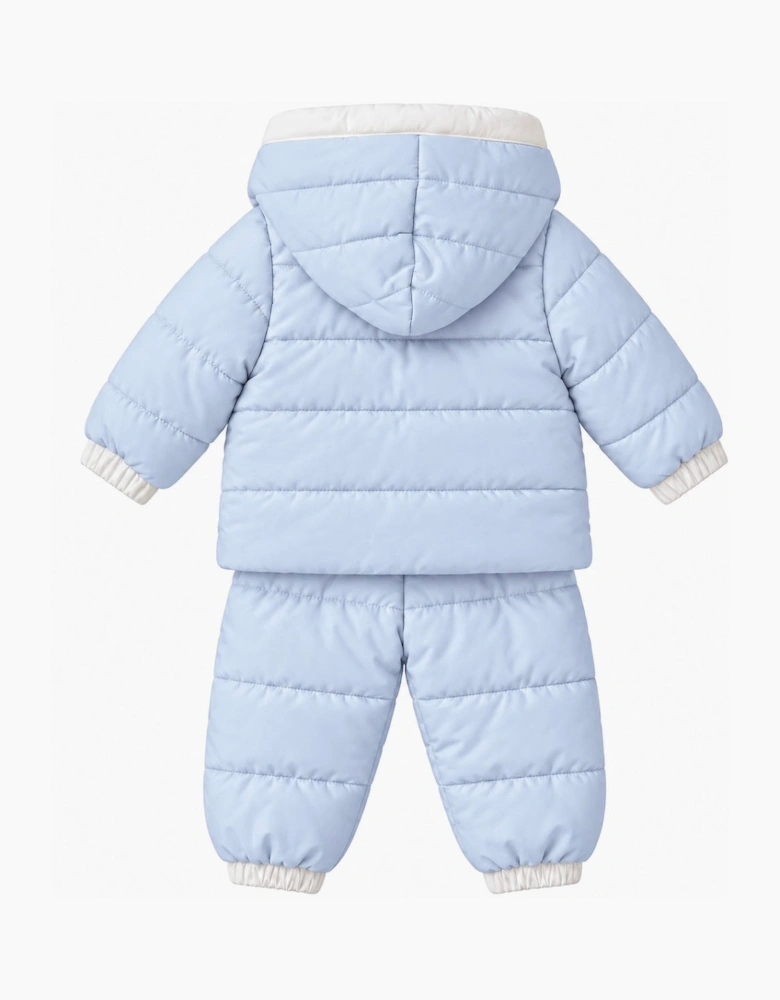 Boys Pale Blue Puffer Coat and Trouser Set