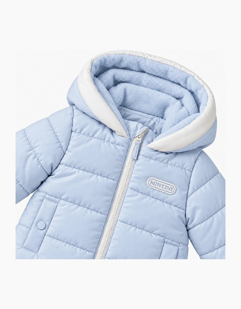 Boys Pale Blue Puffer Coat and Trouser Set