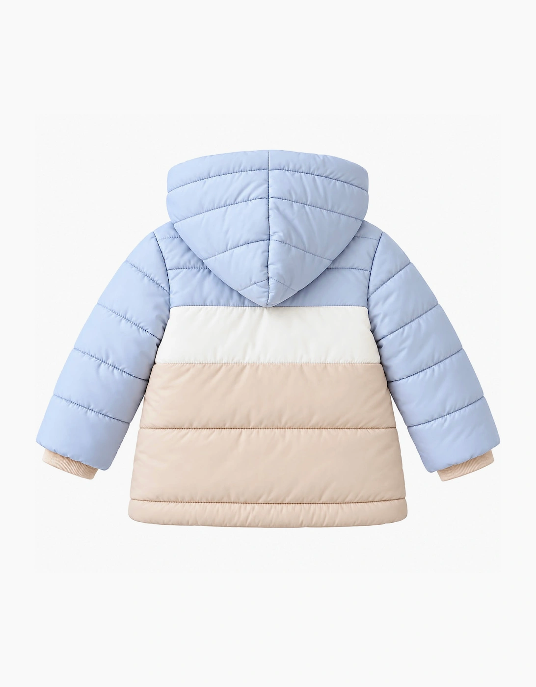 Boys Pale Blue and Beige Parka Coat