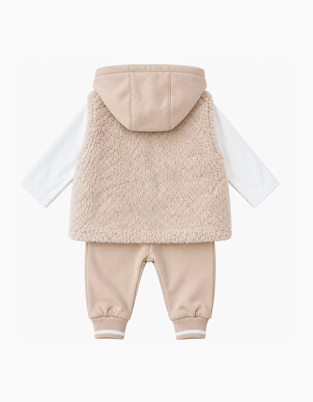 Boys Beige Fleece Gilet Tracksuit