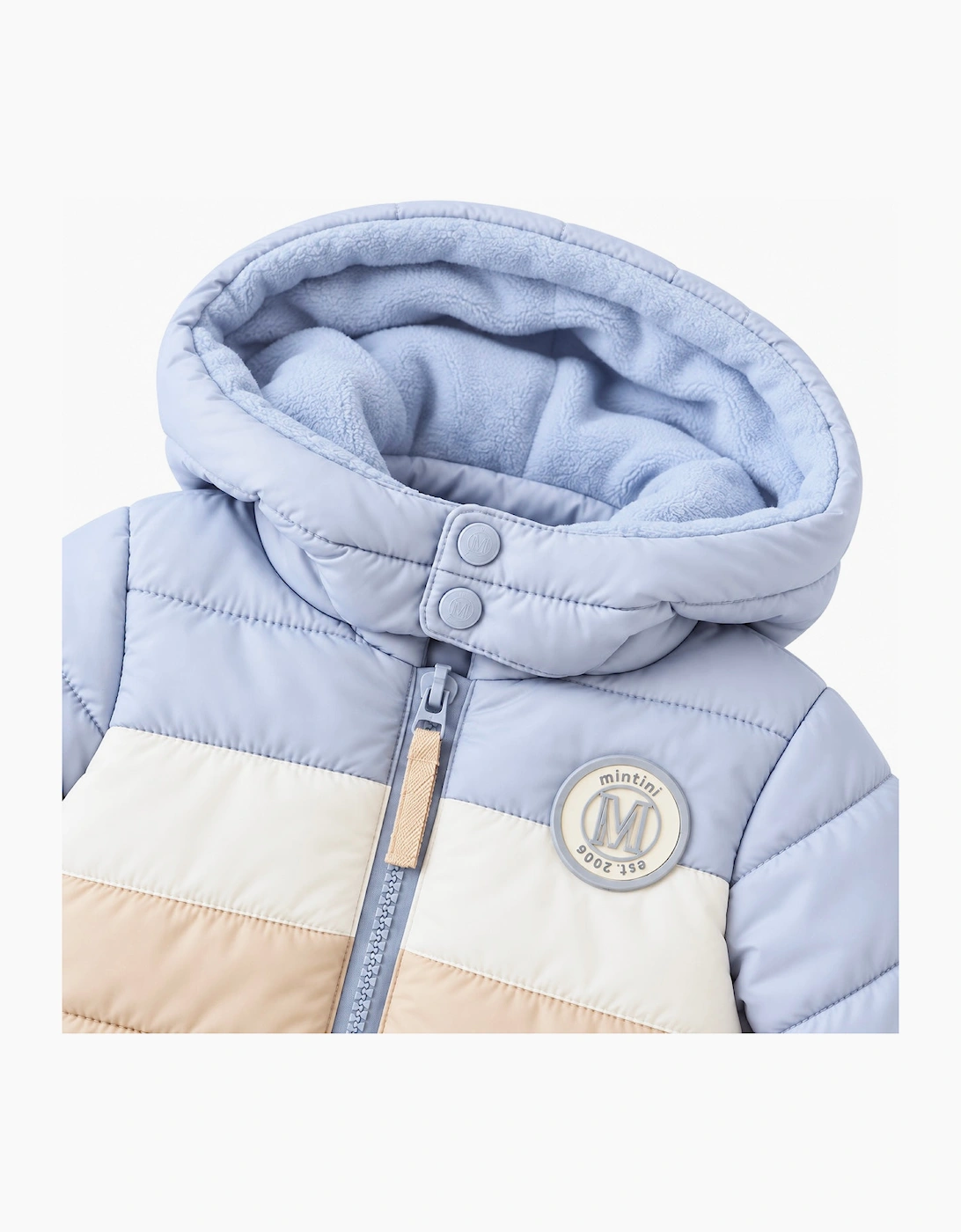 Boys Pale Blue and Beige Parka Coat