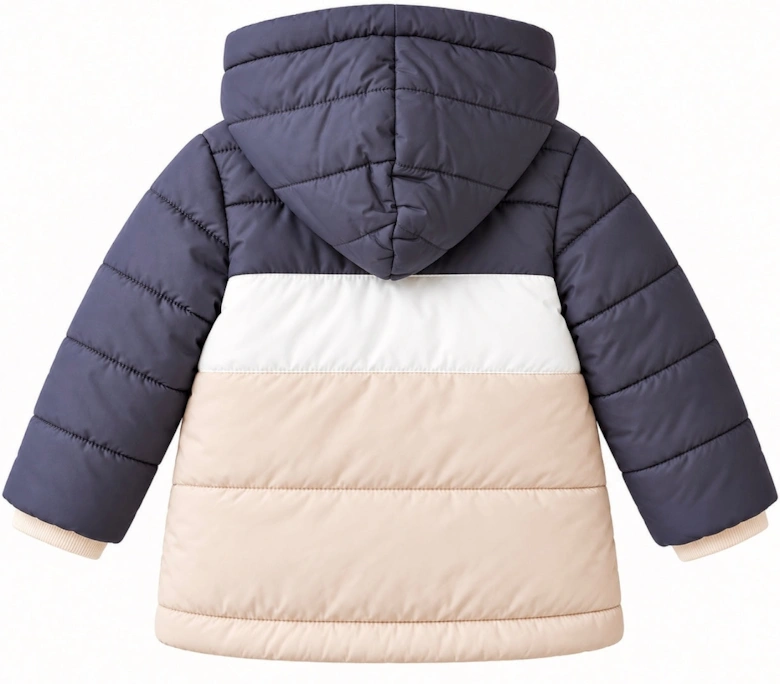 Boys Dark Grey and Beige Parka Coat