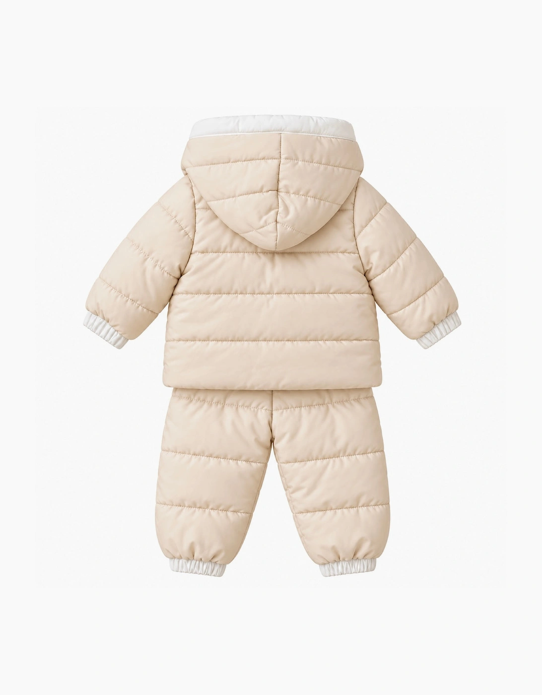 Boys Beige Puffer Coat and Trouser Set