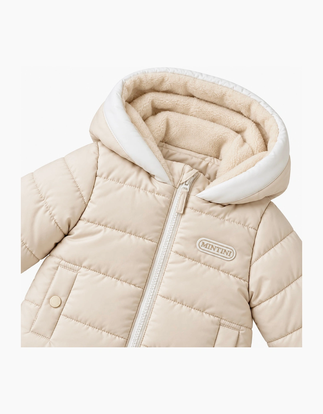 Boys Beige Puffer Coat and Trouser Set