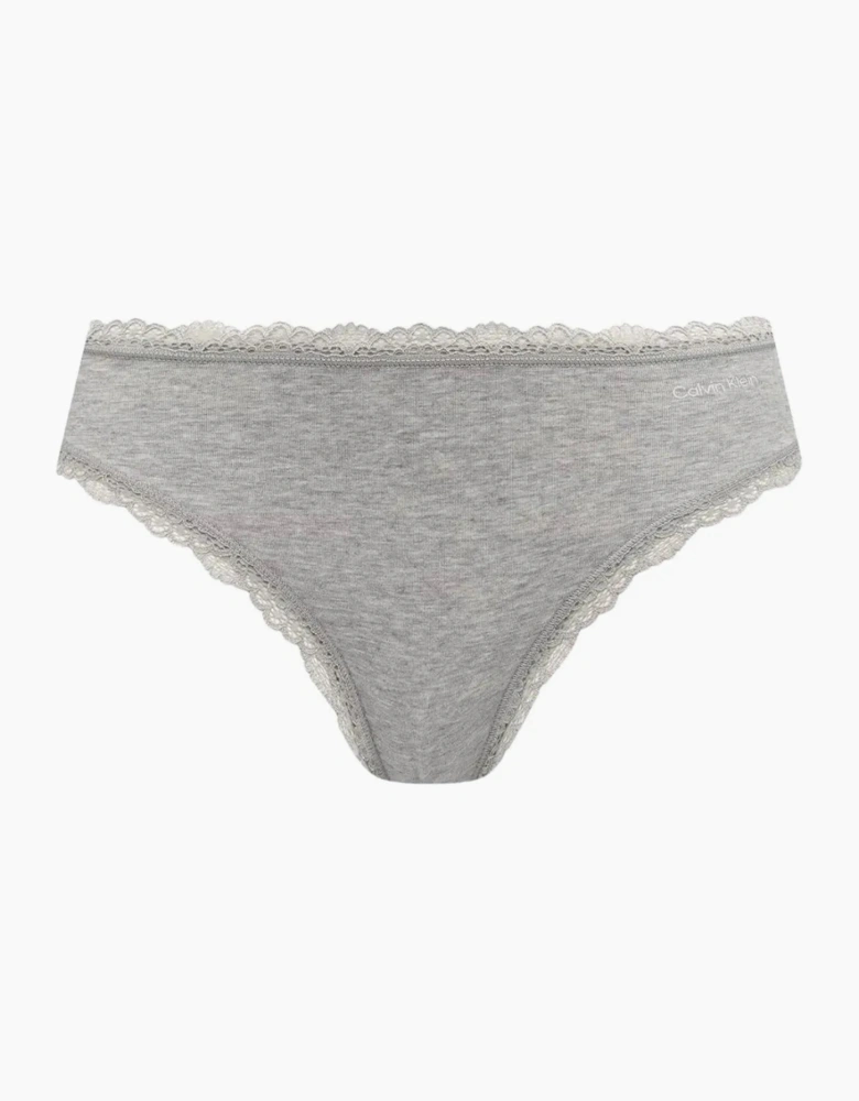 2-Pack Modern Cotton Lace Bikini Briefs, Black / Grey Heather