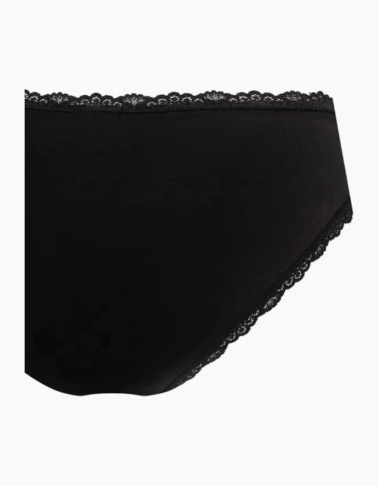 2-Pack Modern Cotton Lace Bikini Briefs, Black / Grey Heather
